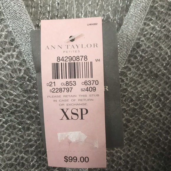 Ann Taylor Petite XS Silver-Gray Metallic Yarn Long Sleeve Henley - Picture 3 of 10